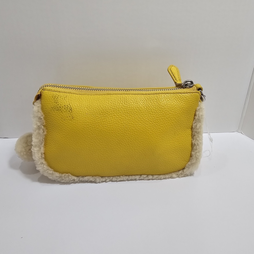 NWT Coach Yellow Pebbled Leather Mini Bag Shearling Quiet Luxury Summer Boho - Picture 8 of 10